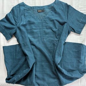 Fabindia Teal Short Sleeve Dress